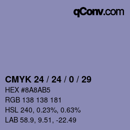 Código de color: CMYK 24 / 24 / 0 / 29 | qconv.com