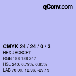 カラーコード: CMYK 24 / 24 / 0 / 3 | qconv.com