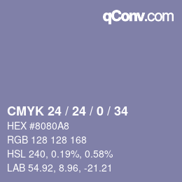 颜色代码: CMYK 24 / 24 / 0 / 34 | qconv.com