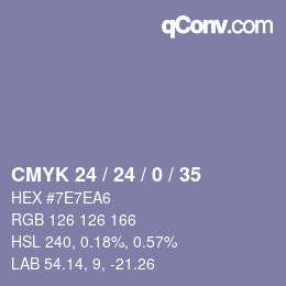 Color code: CMYK 24 / 24 / 0 / 35 | qconv.com