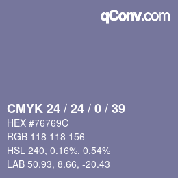 Color code: CMYK 24 / 24 / 0 / 39 | qconv.com