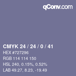 Color code: CMYK 24 / 24 / 0 / 41 | qconv.com