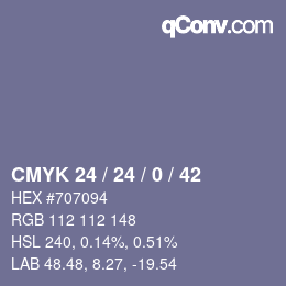 Color code: CMYK 24 / 24 / 0 / 42 | qconv.com