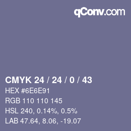 Color code: CMYK 24 / 24 / 0 / 43 | qconv.com