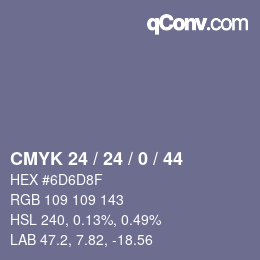 Color code: CMYK 24 / 24 / 0 / 44 | qconv.com