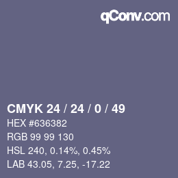 Color code: CMYK 24 / 24 / 0 / 49 | qconv.com