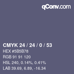 Color code: CMYK 24 / 24 / 0 / 53 | qconv.com