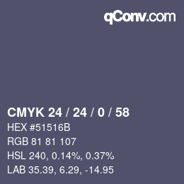 Color code: CMYK 24 / 24 / 0 / 58 | qconv.com