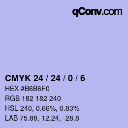 カラーコード: CMYK 24 / 24 / 0 / 6 | qconv.com