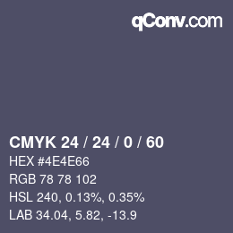 Color code: CMYK 24 / 24 / 0 / 60 | qconv.com