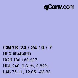 カラーコード: CMYK 24 / 24 / 0 / 7 | qconv.com