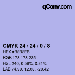 Color code: CMYK 24 / 24 / 0 / 8 | qconv.com