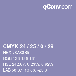 颜色代码: CMYK 24 / 25 / 0 / 29 | qconv.com