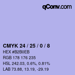 カラーコード: CMYK 24 / 25 / 0 / 8 | qconv.com
