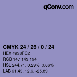 Color code: CMYK 24 / 26 / 0 / 24 | qconv.com