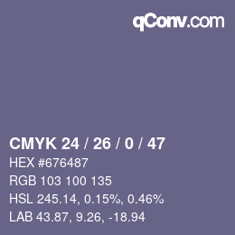 Color code: CMYK 24 / 26 / 0 / 47 | qconv.com