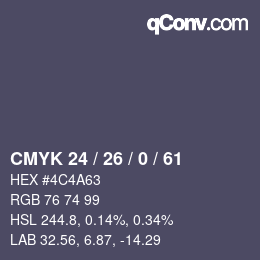 Color code: CMYK 24 / 26 / 0 / 61 | qconv.com