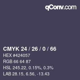 Color code: CMYK 24 / 26 / 0 / 66 | qconv.com