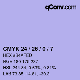 カラーコード: CMYK 24 / 26 / 0 / 7 | qconv.com