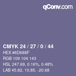 Código de color: CMYK 24 / 27 / 0 / 44 | qconv.com