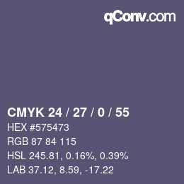 Color code: CMYK 24 / 27 / 0 / 55 | qconv.com