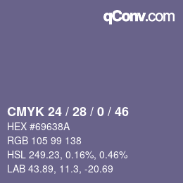 Color code: CMYK 24 / 28 / 0 / 46 | qconv.com