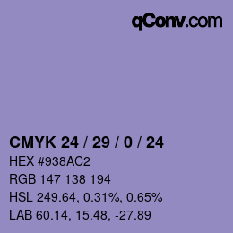 Color code: CMYK 24 / 29 / 0 / 24 | qconv.com