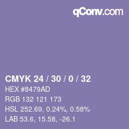 Farbcode: CMYK 24 / 30 / 0 / 32 | qconv.com