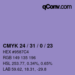カラーコード: CMYK 24 / 31 / 0 / 23 | qconv.com