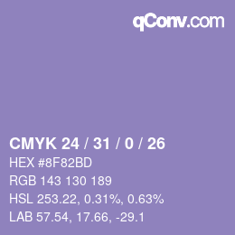 カラーコード: CMYK 24 / 31 / 0 / 26 | qconv.com