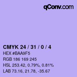 Color code: CMYK 24 / 31 / 0 / 4 | qconv.com