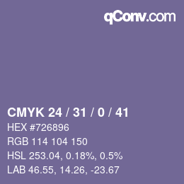颜色代码: CMYK 24 / 31 / 0 / 41 | qconv.com