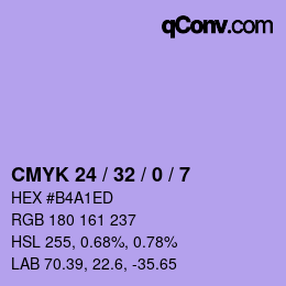 カラーコード: CMYK 24 / 32 / 0 / 7 | qconv.com