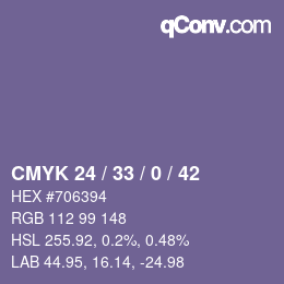 颜色代码: CMYK 24 / 33 / 0 / 42 | qconv.com