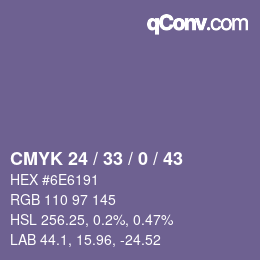 Color code: CMYK 24 / 33 / 0 / 43 | qconv.com
