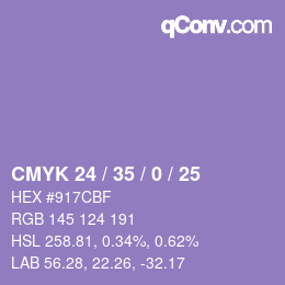 颜色代码: CMYK 24 / 35 / 0 / 25 | qconv.com