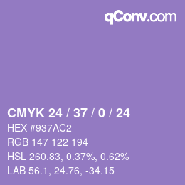 カラーコード: CMYK 24 / 37 / 0 / 24 | qconv.com