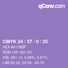 カラーコード: CMYK 24 / 37 / 0 / 25 | qconv.com