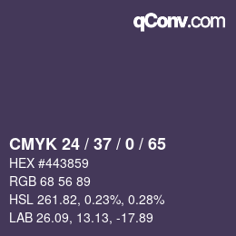 カラーコード: CMYK 24 / 37 / 0 / 65 | qconv.com