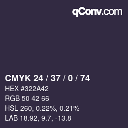 颜色代码: CMYK 24 / 37 / 0 / 74 | qconv.com