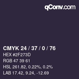 カラーコード: CMYK 24 / 37 / 0 / 76 | qconv.com