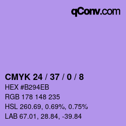 Color code: CMYK 24 / 37 / 0 / 8 | qconv.com