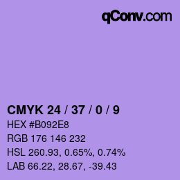 カラーコード: CMYK 24 / 37 / 0 / 9 | qconv.com