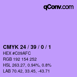 カラーコード: CMYK 24 / 39 / 0 / 1 | qconv.com