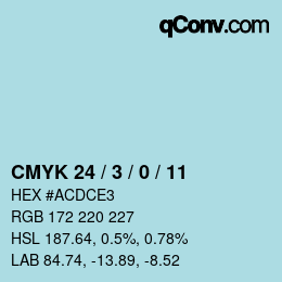 Code couleur: CMYK 24 / 3 / 0 / 11 | qconv.com