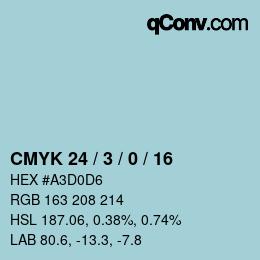 Farbcode: CMYK 24 / 3 / 0 / 16 | qconv.com