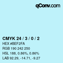 颜色代码: CMYK 24 / 3 / 0 / 2 | qconv.com