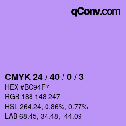 カラーコード: CMYK 24 / 40 / 0 / 3 | qconv.com