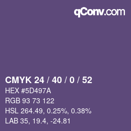 Color code: CMYK 24 / 40 / 0 / 52 | qconv.com
