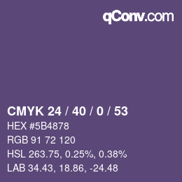 Color code: CMYK 24 / 40 / 0 / 53 | qconv.com